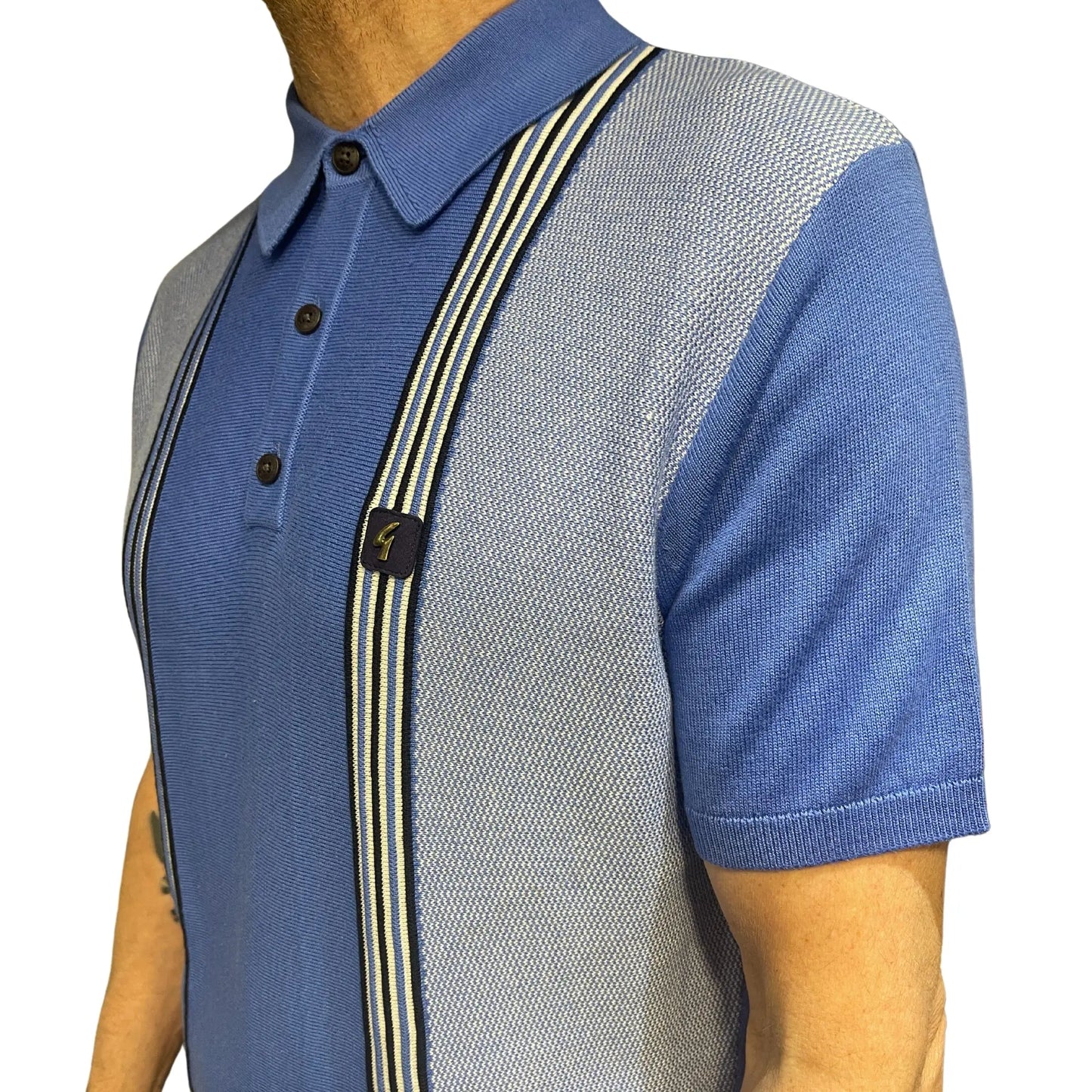 Buy Gabicci Vintage Eden Knitted Polo Shirt - Thames | Short-Sleeved Polo Shirtss at Woven Durham