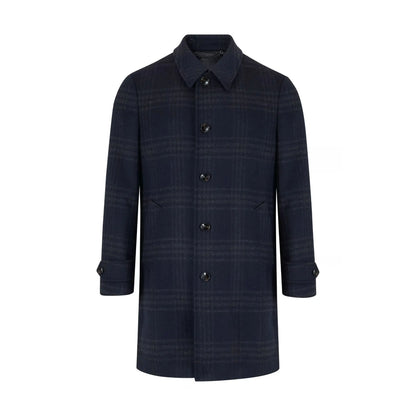 Buy Douglas & Grahame Edwards Check Overcoat - Navy | Overcoatss at Woven Durham