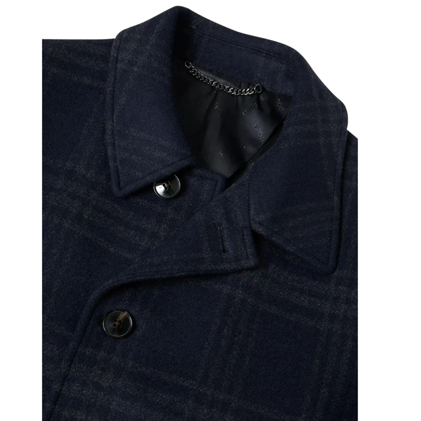 Buy Douglas & Grahame Edwards Check Overcoat - Navy | Overcoatss at Woven Durham