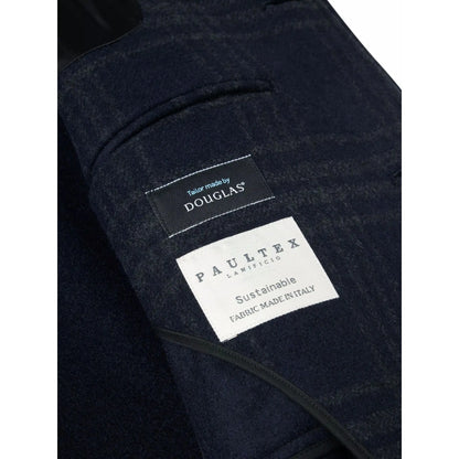 Buy Douglas & Grahame Edwards Check Overcoat - Navy | Overcoatss at Woven Durham