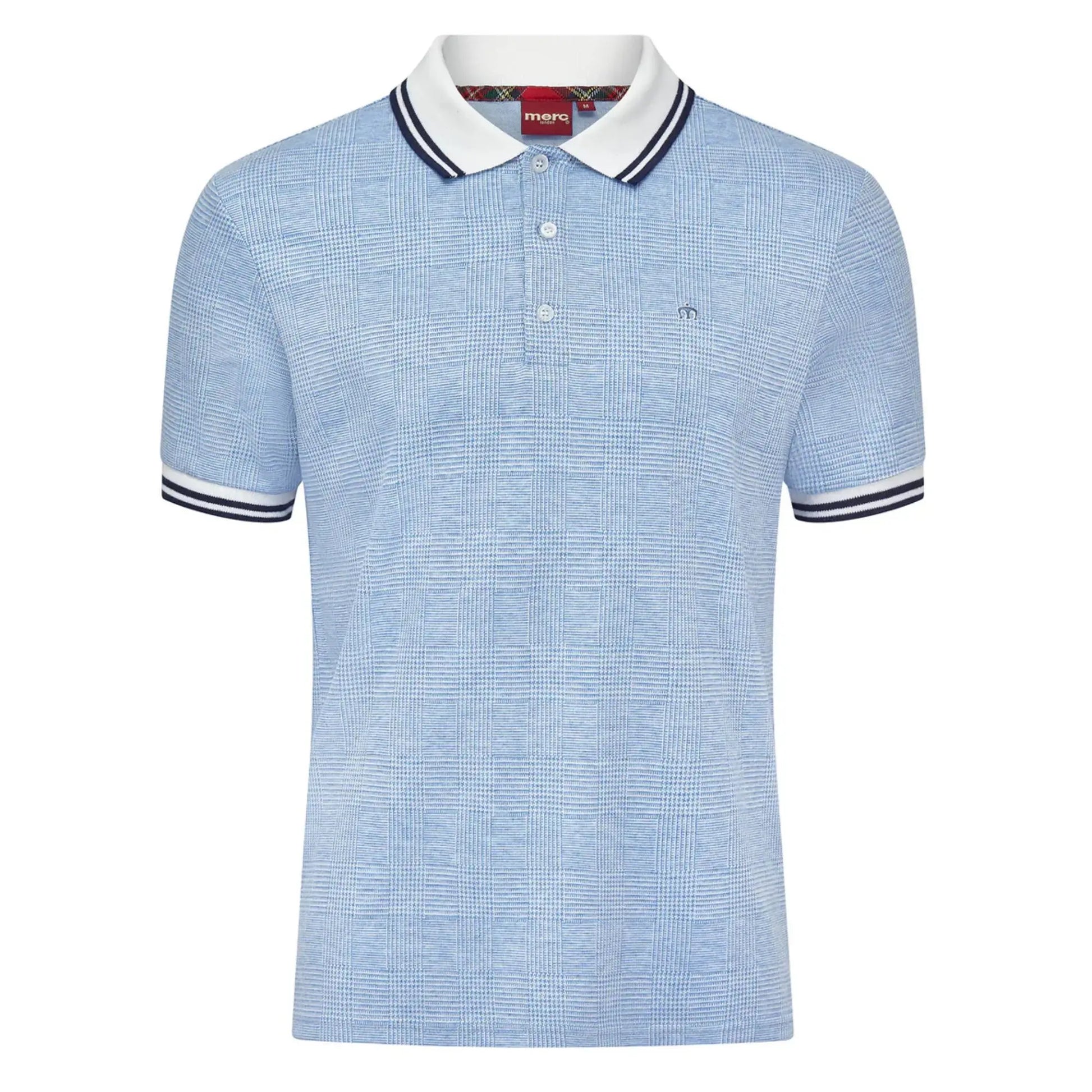 Buy Merc London Erland Check Polo - Vintage Blue | Short-Sleeved Polo Shirtss at Woven Durham
