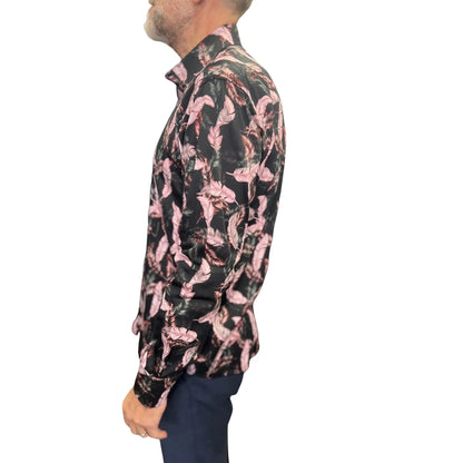 Buy Claudio Lugli Feather Print Shirt - Pink | Long-Sleeved Shirtss at Woven Durham