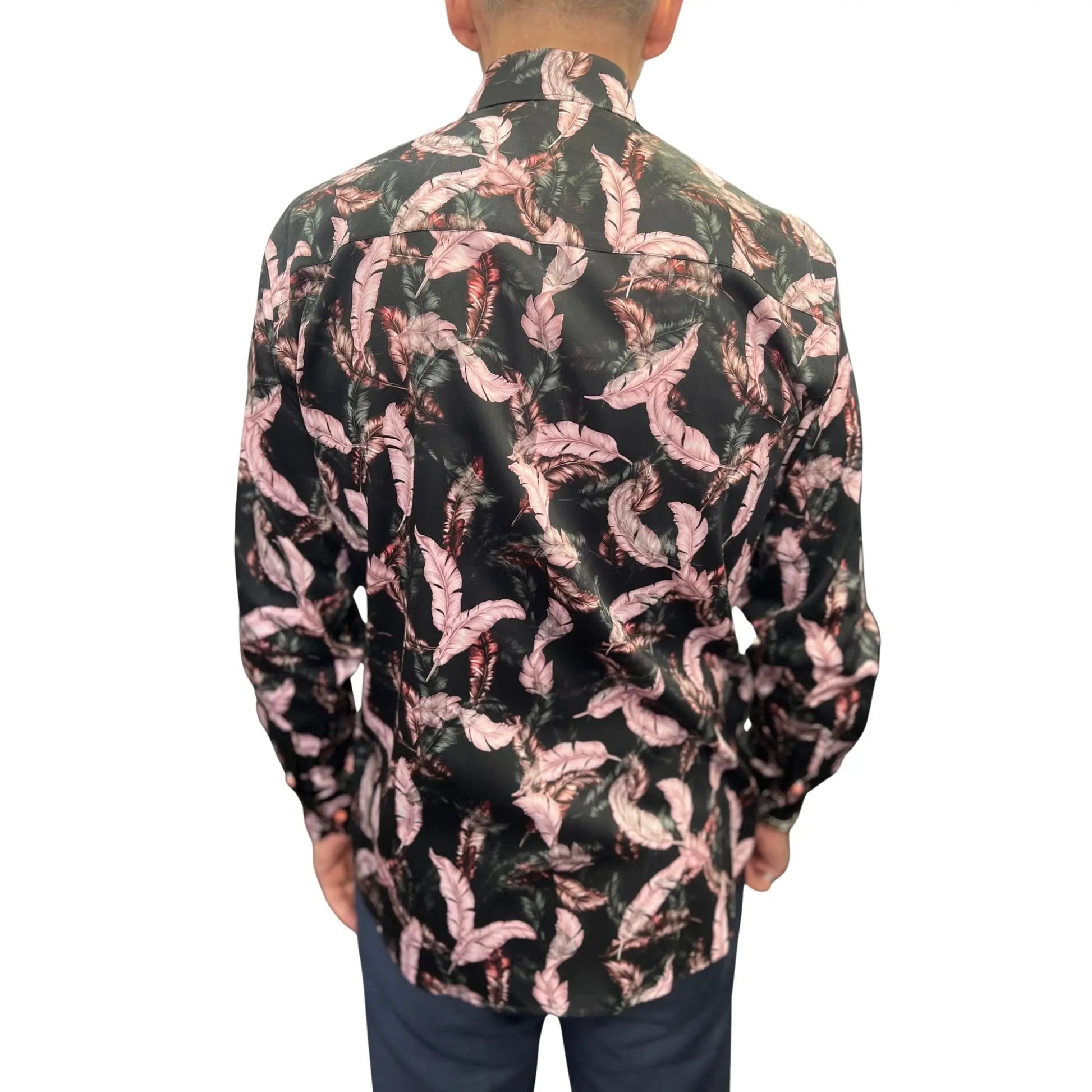 Buy Claudio Lugli Feather Print Shirt - Pink | Long-Sleeved Shirtss at Woven Durham