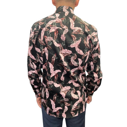 Buy Claudio Lugli Feather Print Shirt - Pink | Long-Sleeved Shirtss at Woven Durham