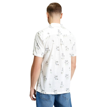 Buy Ben Sherman Festival Camping Print Short Sleeve Shirt - Snow White | Short-Sleeved Shirtss at Woven Durham