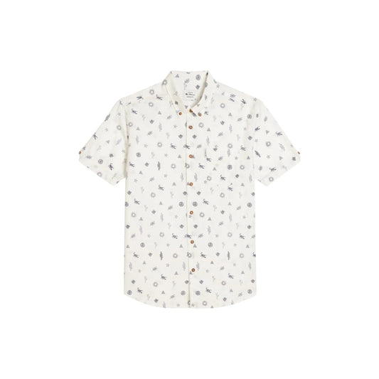 Buy Ben Sherman Festival Print Short Sleeve Shirt - Snow White | Short-Sleeved Shirtss at Woven Durham