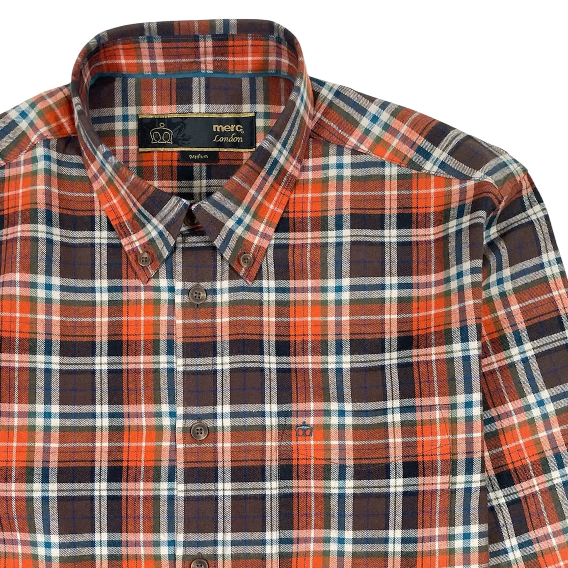 Buy Merc London Fiddler Check Shirt - Brown | Long-Sleeved Shirtss at Woven Durham