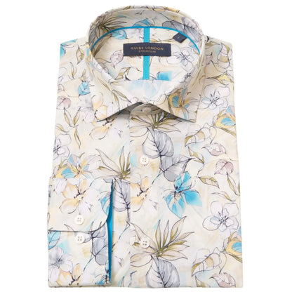 Buy Guide London Floral Print Long Sleeve Shirt - Ecru | Long-Sleeved Shirtss at Woven Durham