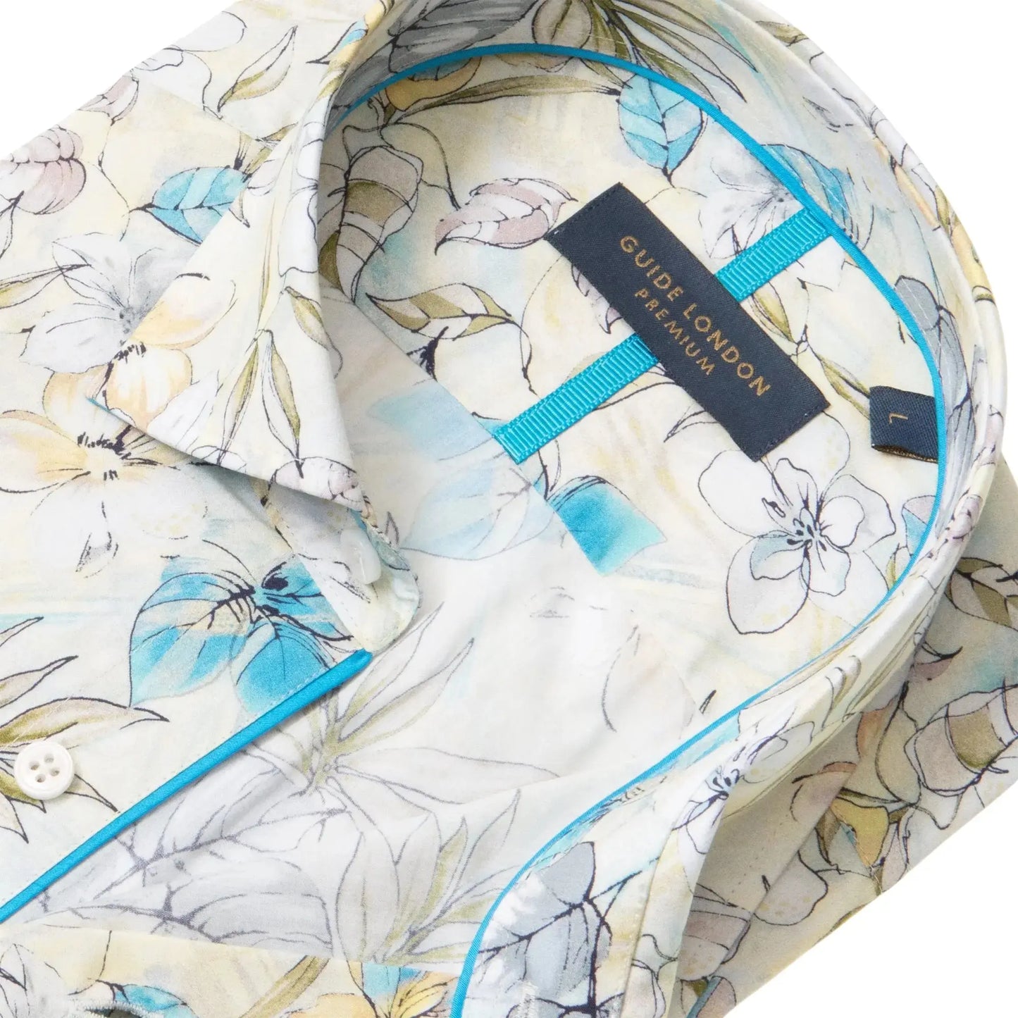 Buy Guide London Floral Print Long Sleeve Shirt - Ecru | Long-Sleeved Shirtss at Woven Durham