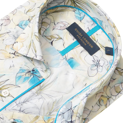 Buy Guide London Floral Print Long Sleeve Shirt - Ecru | Long-Sleeved Shirtss at Woven Durham