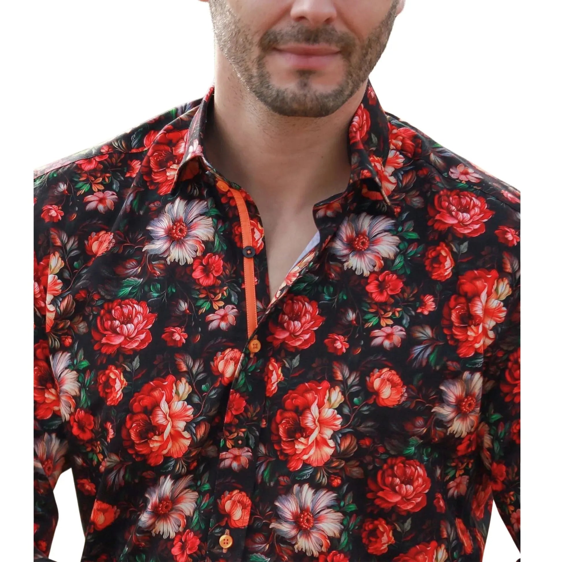 Buy Claudio Lugli Floral Print Shirt - Black | Long-Sleeved Shirtss at Woven Durham