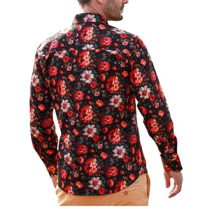 Buy Claudio Lugli Floral Print Shirt - Black | Long-Sleeved Shirtss at Woven Durham