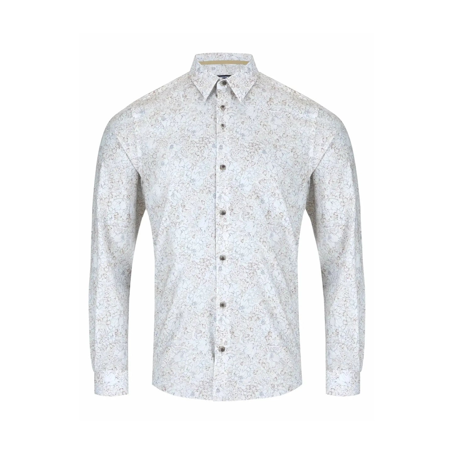Buy Remus Uomo Floral Stencil Print Shirt - Stone | Long-Sleeved Shirtss at Woven Durham