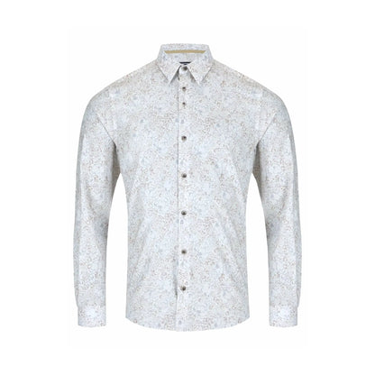 Buy Remus Uomo Floral Stencil Print Shirt - Stone | Long-Sleeved Shirtss at Woven Durham