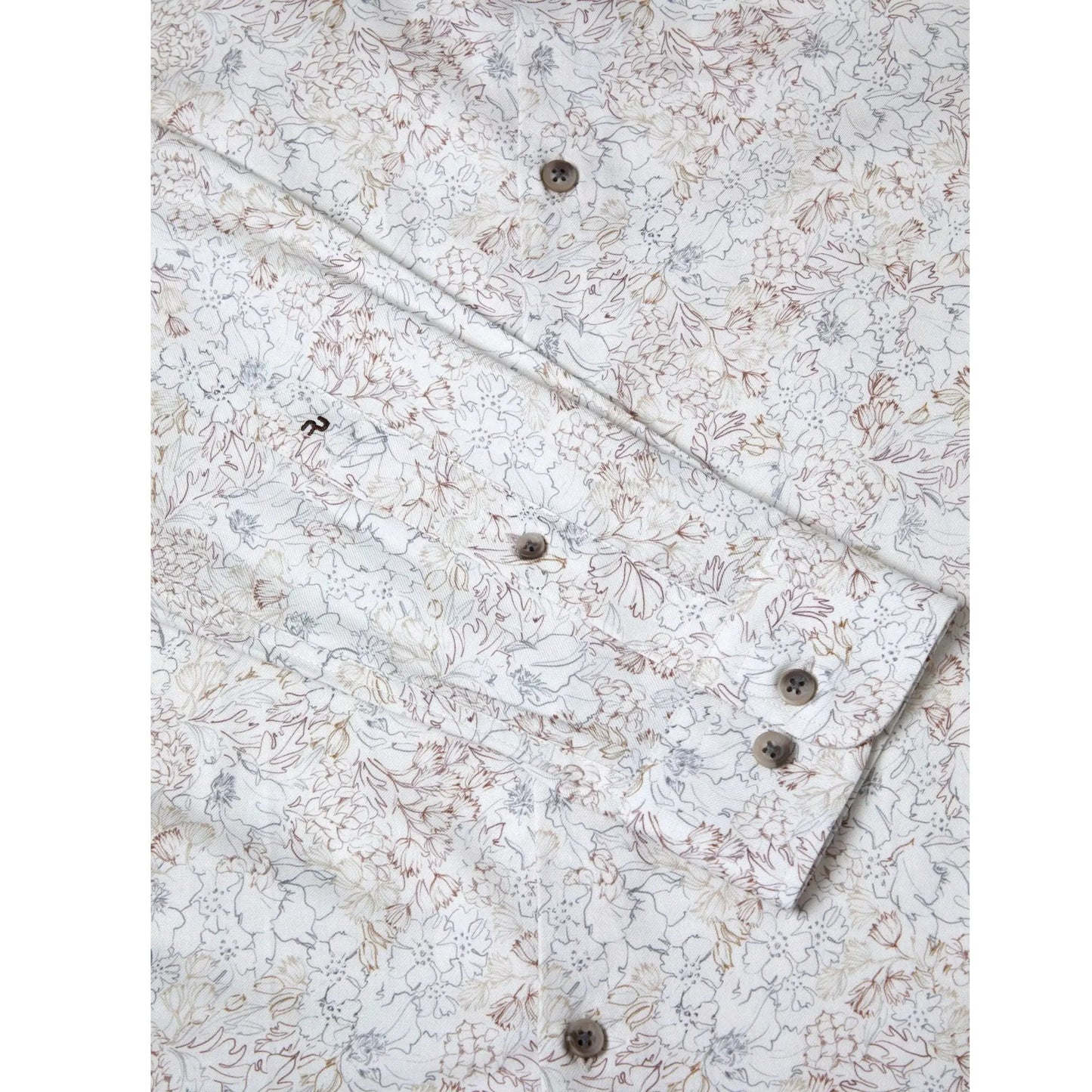 Buy Remus Uomo Floral Stencil Print Shirt - Stone | Long-Sleeved Shirtss at Woven Durham