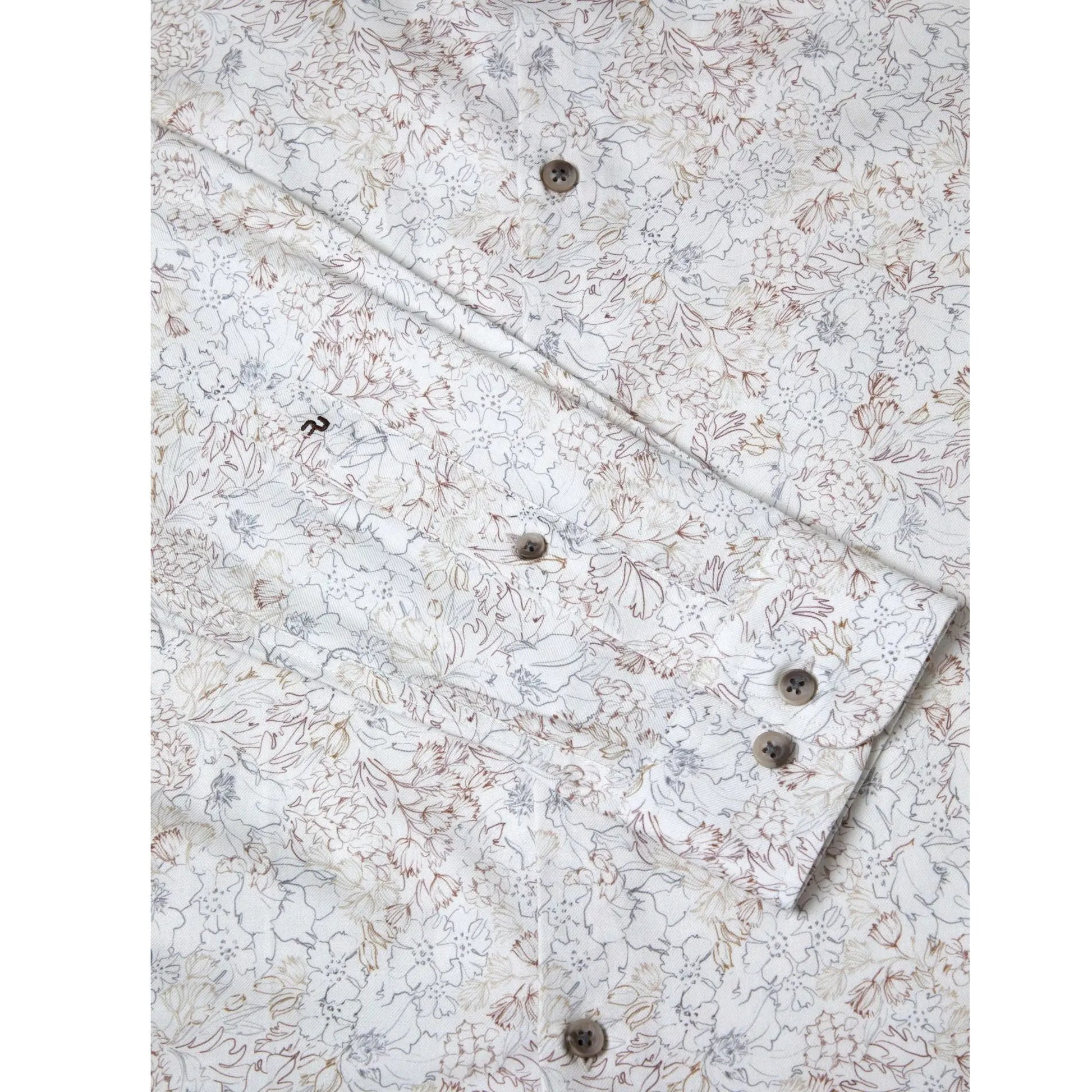 Buy Remus Uomo Floral Stencil Print Shirt - Stone | Long-Sleeved Shirtss at Woven Durham