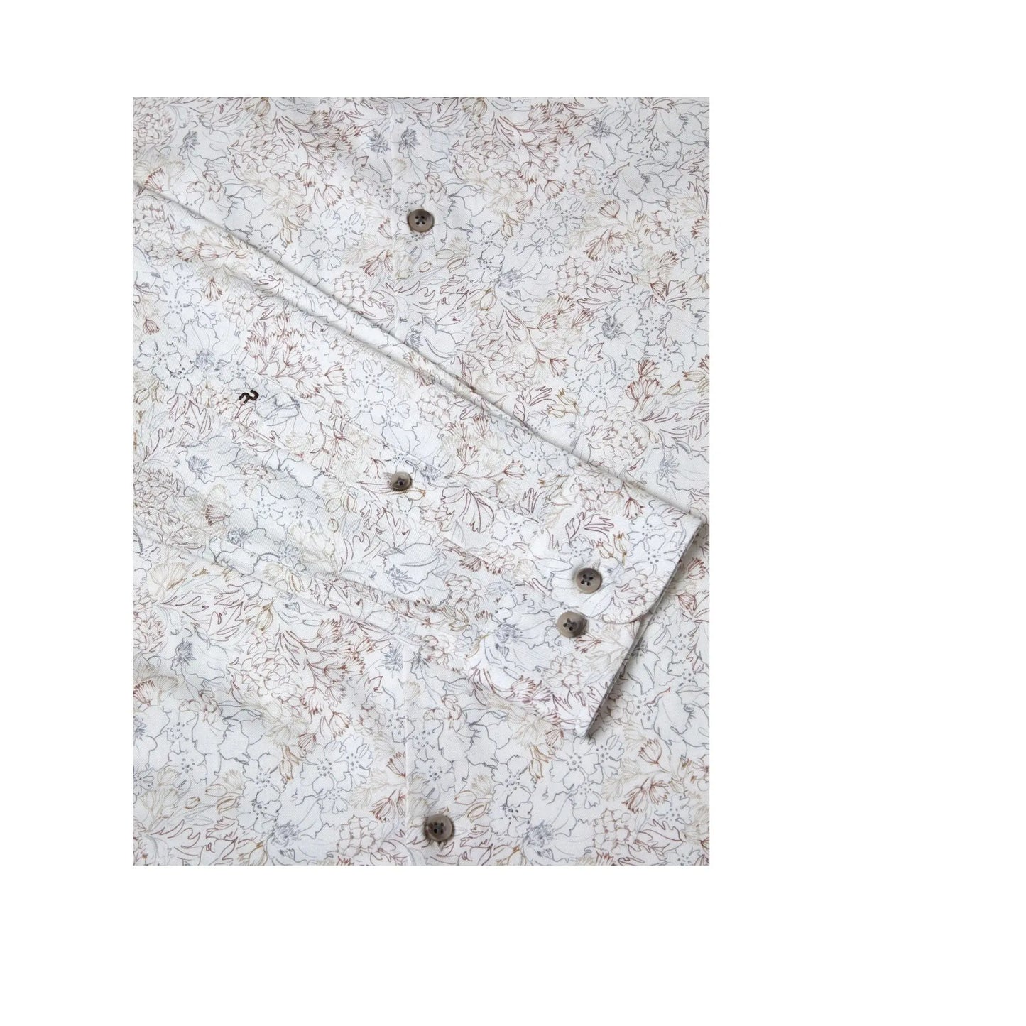 Buy Remus Uomo Floral Stencil Print Shirt - Stone | Long-Sleeved Shirtss at Woven Durham