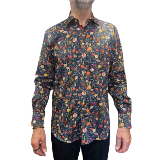 Buy Claudio Lugli Floral Vine Print - Mustard | Long-Sleeved Shirtss at Woven Durham