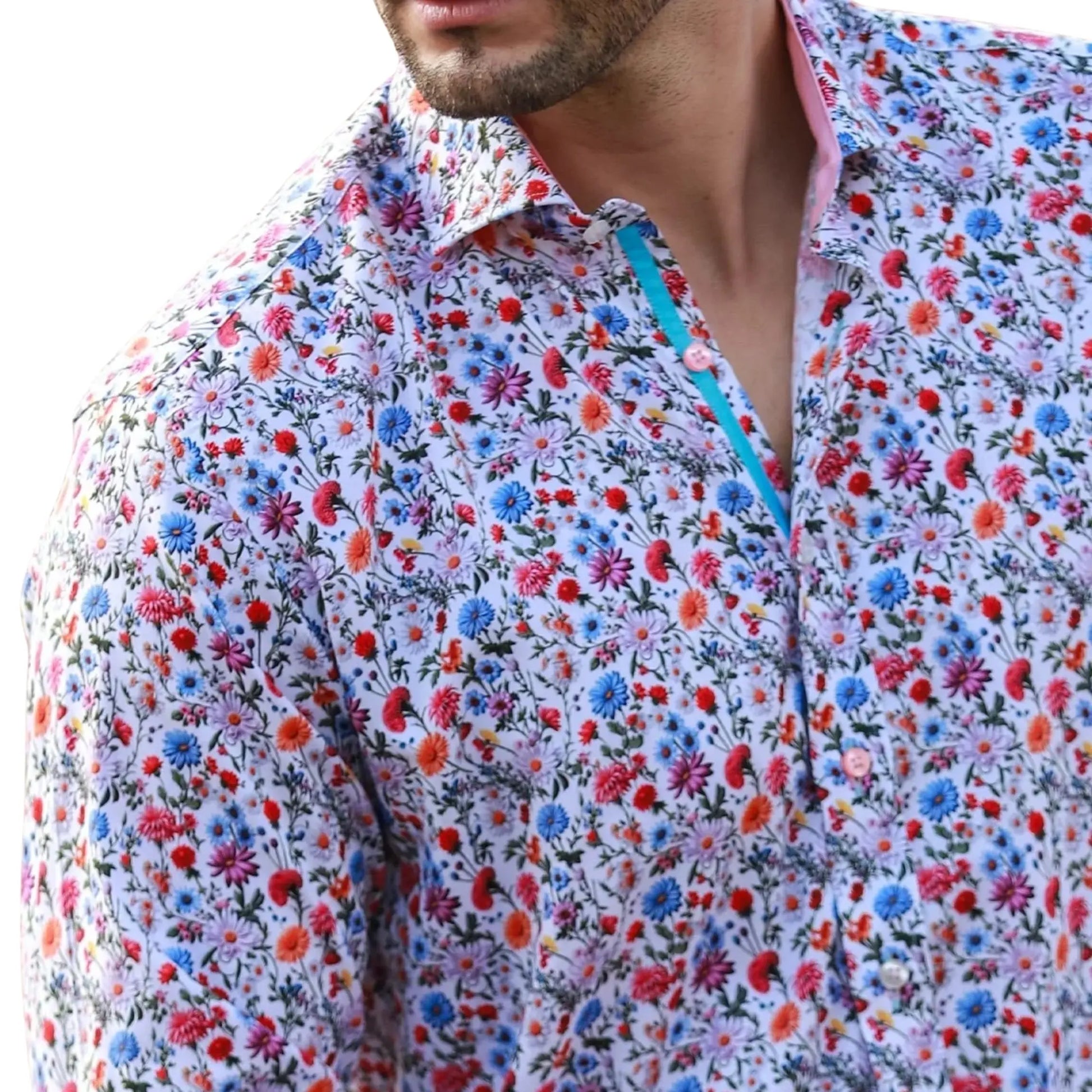 Buy Claudio Lugli Flower Print Shirt - White | Long-Sleeved Shirtss at Woven Durham