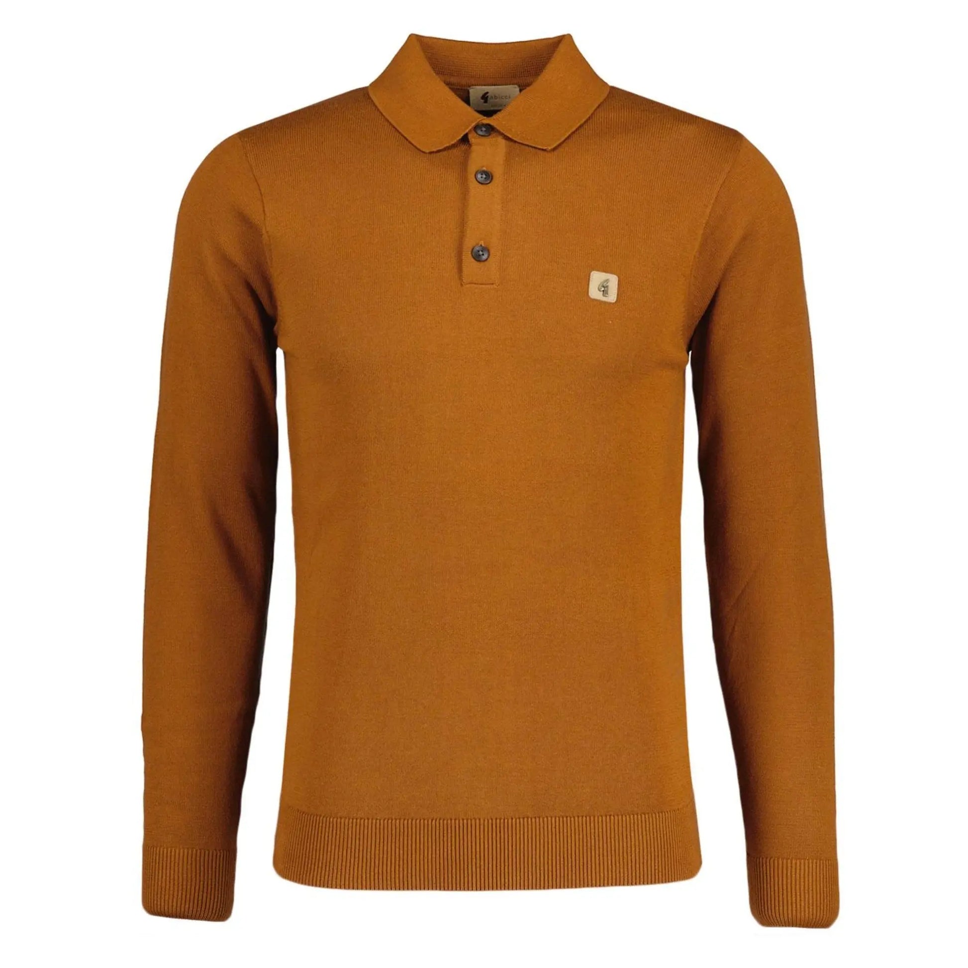 Buy Gabicci Vintage Francesco Long Sleeve Polo - Toffee Brown | Long-Sleeved Polo Shirtss at Woven Durham