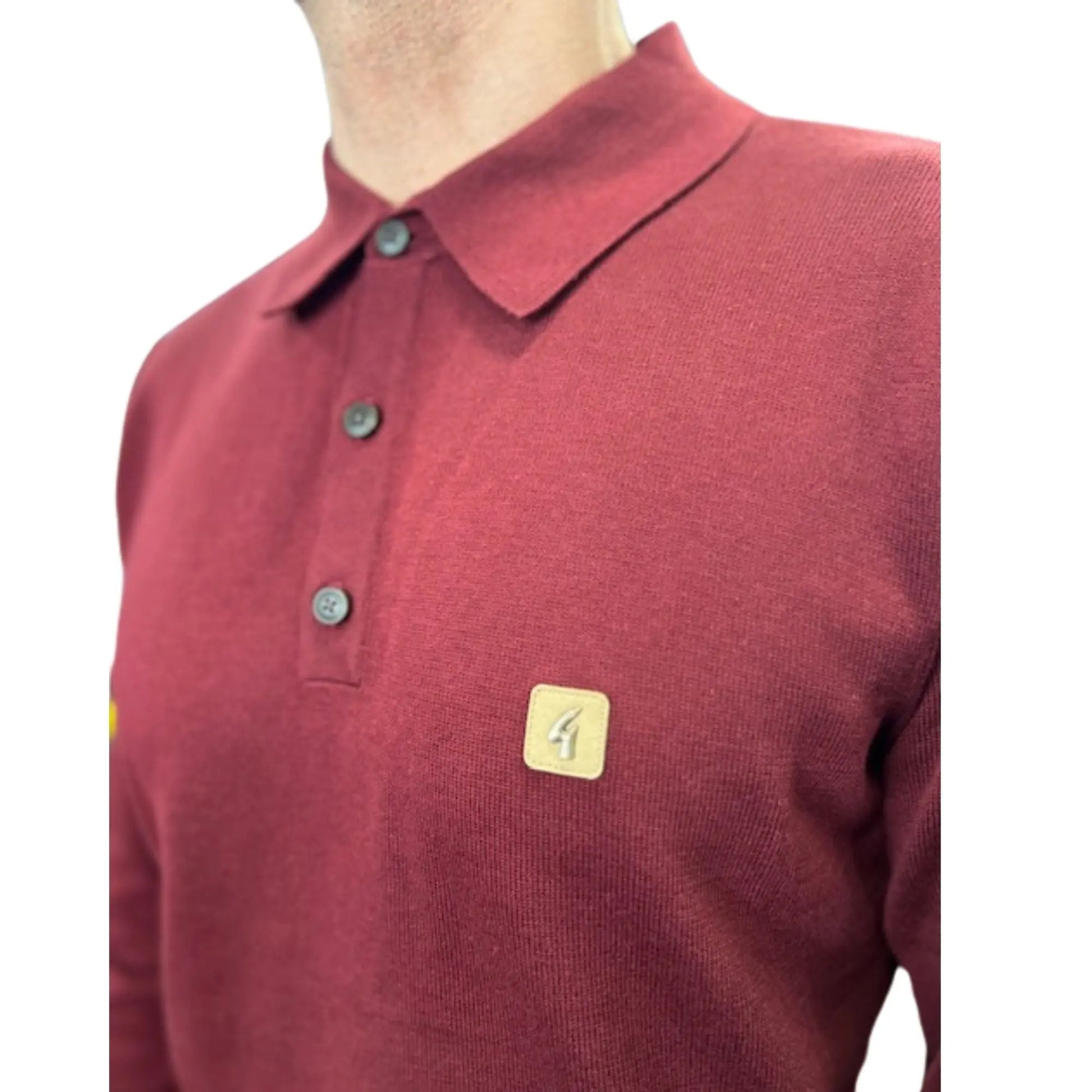 Buy Gabicci Vintage Francesco Long-Sleeved Knitted Polo - Mulberry | Long-Sleeved Polo Shirtss at Woven Durham