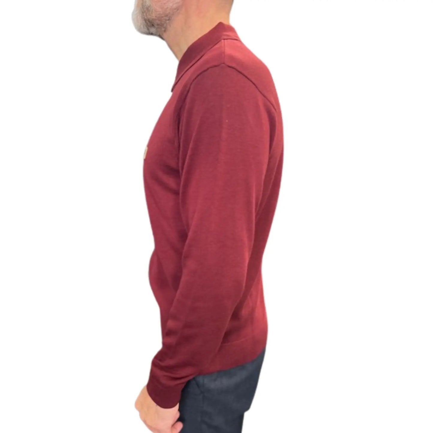 Buy Gabicci Vintage Francesco Long-Sleeved Knitted Polo - Mulberry | Long-Sleeved Polo Shirtss at Woven Durham