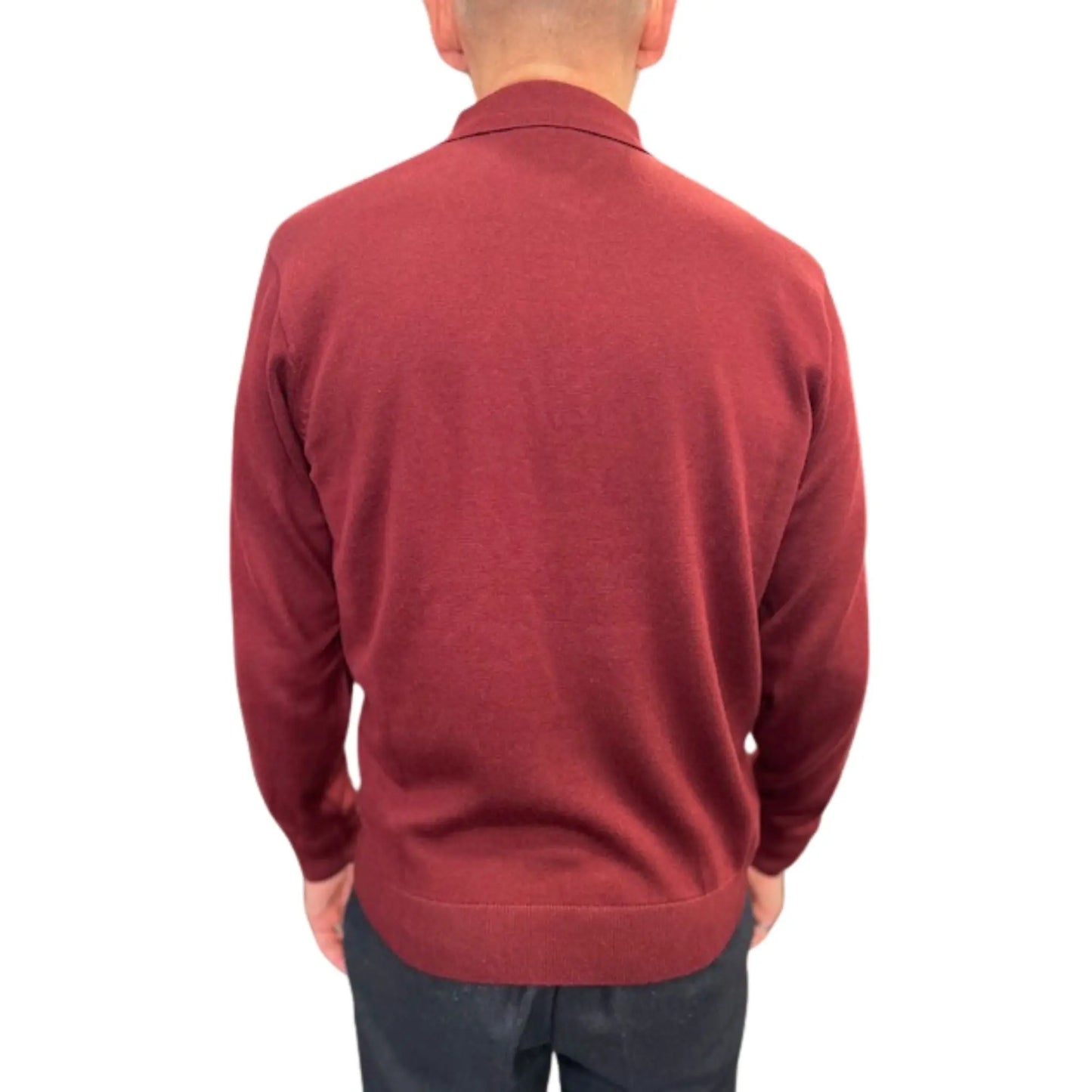 Buy Gabicci Vintage Francesco Long-Sleeved Knitted Polo - Mulberry | Long-Sleeved Polo Shirtss at Woven Durham