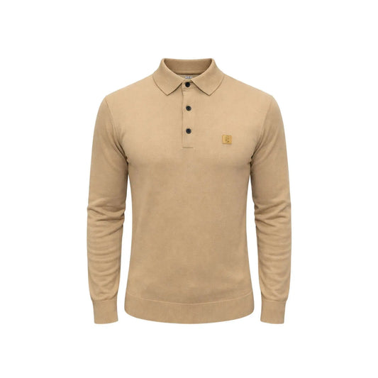 Buy Gabicci Vintage Francesco Long-Sleeved Knitted Polo - Sandstone | Long-Sleeved Polo Shirtss at Woven Durham