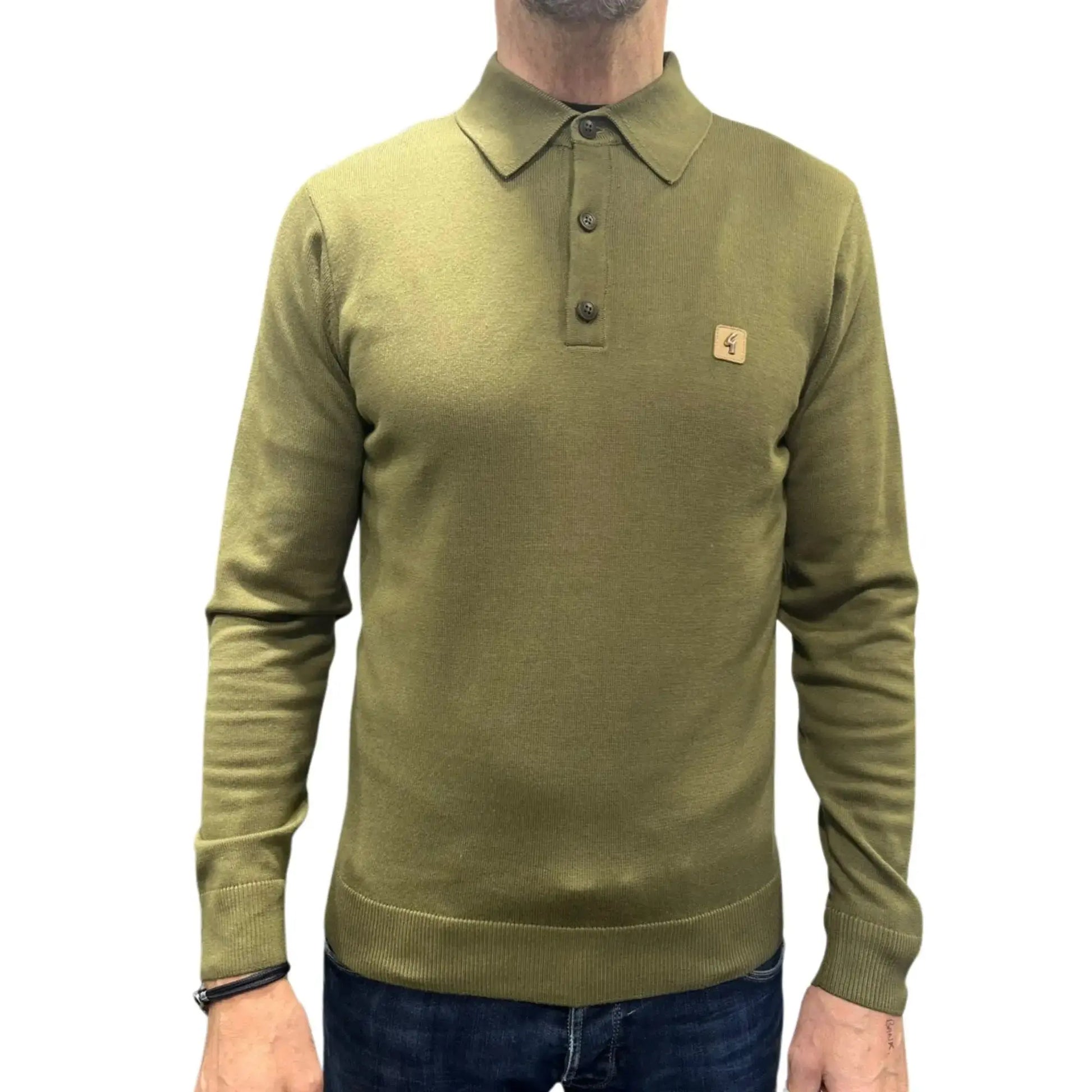 Buy Gabicci Vintage Francesco Long Sleeve Polo - Spuce | Long-Sleeved Polo Shirtss at Woven Durham