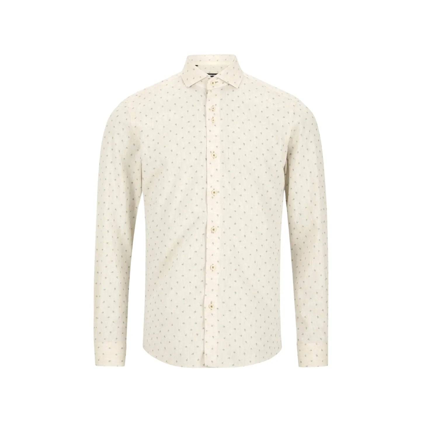 Buy Remus Uomo Frank Floral Linen Long Sleeve Shirt - Stone | Long-Sleeved Shirtss at Woven Durham