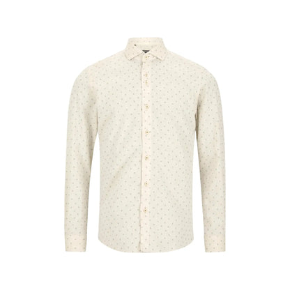 Buy Remus Uomo Frank Floral Linen Long Sleeve Shirt - Stone | Long-Sleeved Shirtss at Woven Durham