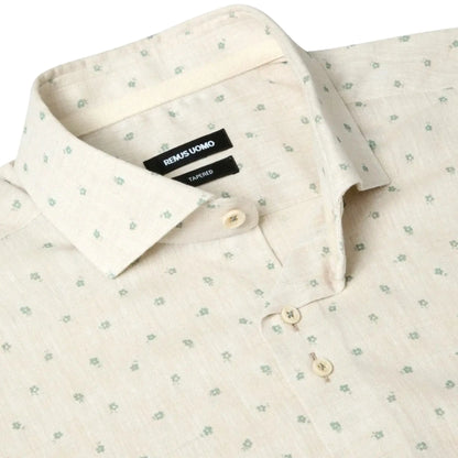 Buy Remus Uomo Frank Floral Linen Long Sleeve Shirt - Stone | Long-Sleeved Shirtss at Woven Durham