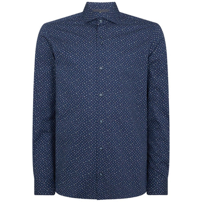 Buy Remus Uomo Frank Leaf Print Long Sleeve Shirt - Navy | Long-Sleeved Shirtss at Woven Durham