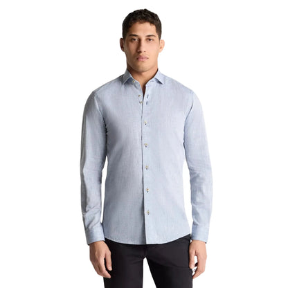 Buy Remus Uomo Frank Linen Long Sleeve Shirt - Blue | Long-Sleeved Shirtss at Woven Durham