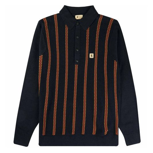 Buy Gabicci Vintage Fresco Striped Long Sleeve Polo - Navy | Long-Sleeved Polo Shirtss at Woven Durham