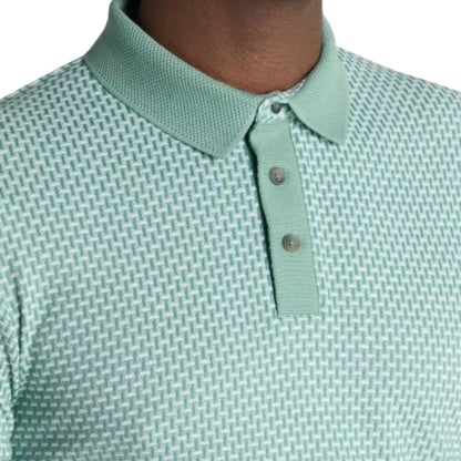 Buy Remus Uomo Geometric Pattern Knitted Polo - Green | Short-Sleeved Polo Shirtss at Woven Durham