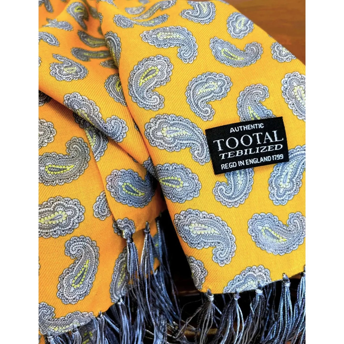 Buy Tootal Gold Paisley Rayon Scarf | Aviator Scarvess at Woven Durham