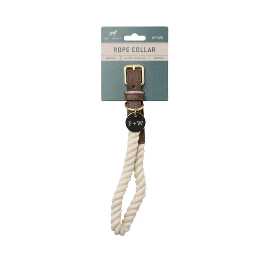Buy Field + Wander Rope Dog Collar - Natural / Green | Dog Leashs at Woven Durham