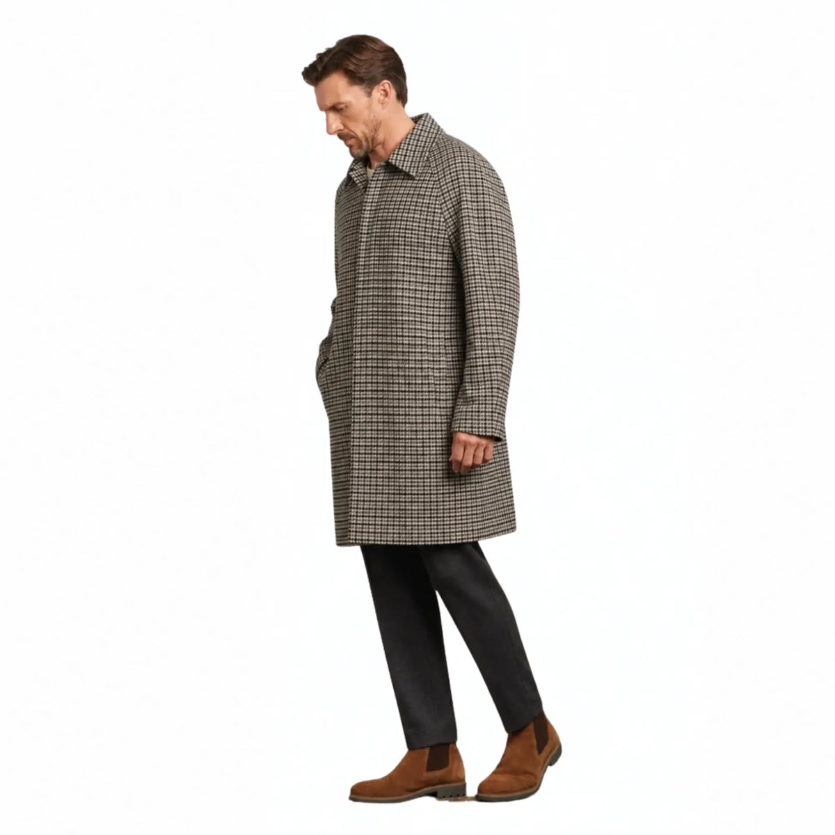 Buy Guards London Grey Houndstooth Walter Overcoat | Mac's & Trench Coatss at Woven Durham