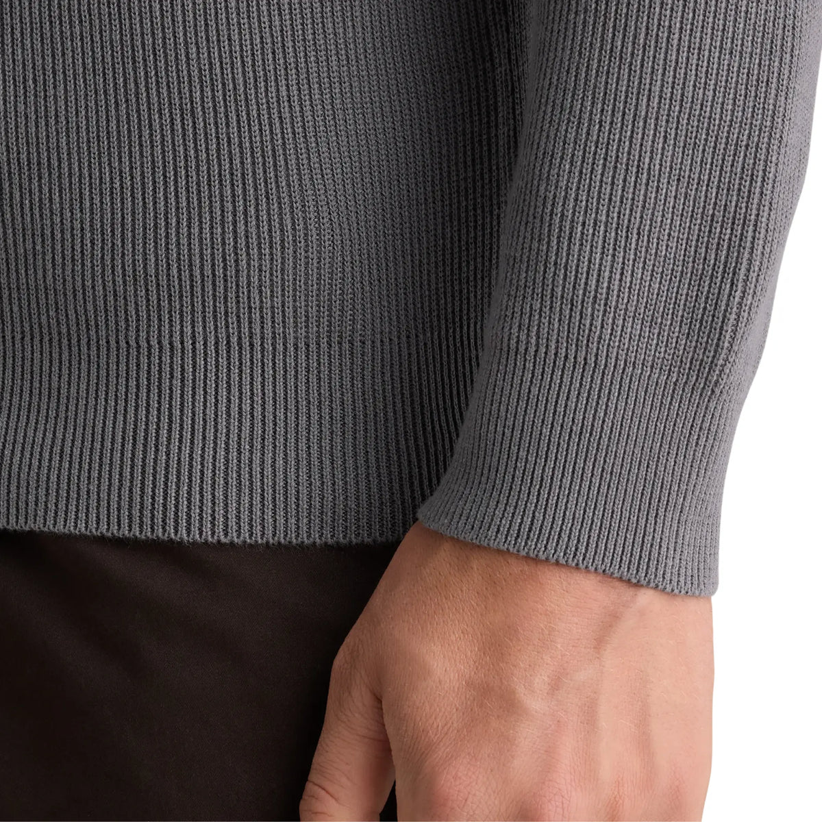 Buy Remus Uomo Grey Ribbed Half-Zip Jumper | V-Neck Jumperss at Woven Durham