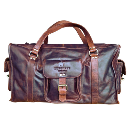 Buy Burghley Stamford – Full Leather Vintage Style Travel Bag / Holdall | s at Woven Durham