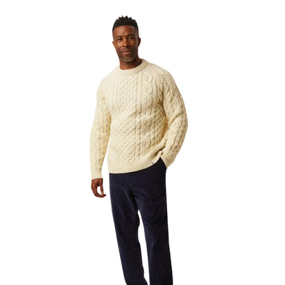 Buy Peregrine Hudson Ecru Aran Jumper | Crew-Neck Jumperss at Woven Durham