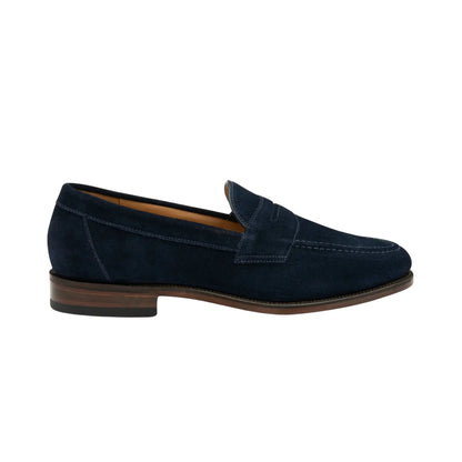 Buy Loake Imperial Suede Penny Loafer - Navy | Loafers at Woven Durham