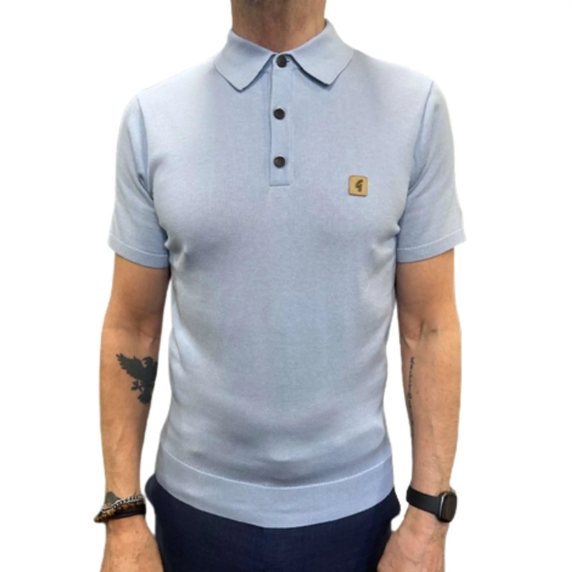 Buy Gabicci Vintage Jackson Knitted Polo - Surf | Short-Sleeved Polo Shirtss at Woven Durham
