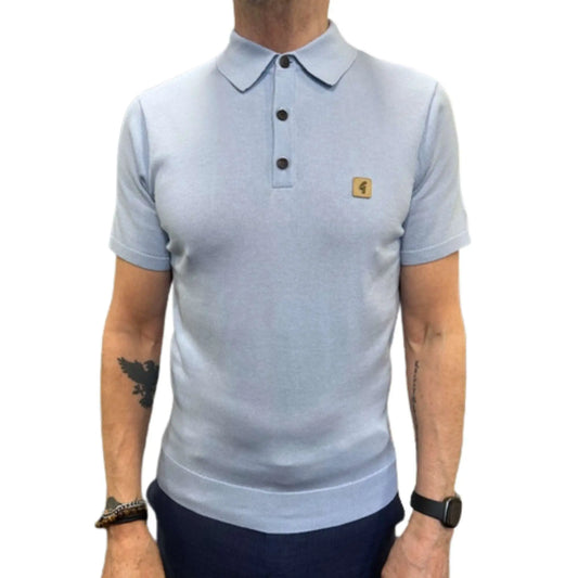 Buy Gabicci Vintage Jackson Knitted Polo - Surf | Short-Sleeved Polo Shirtss at Woven Durham