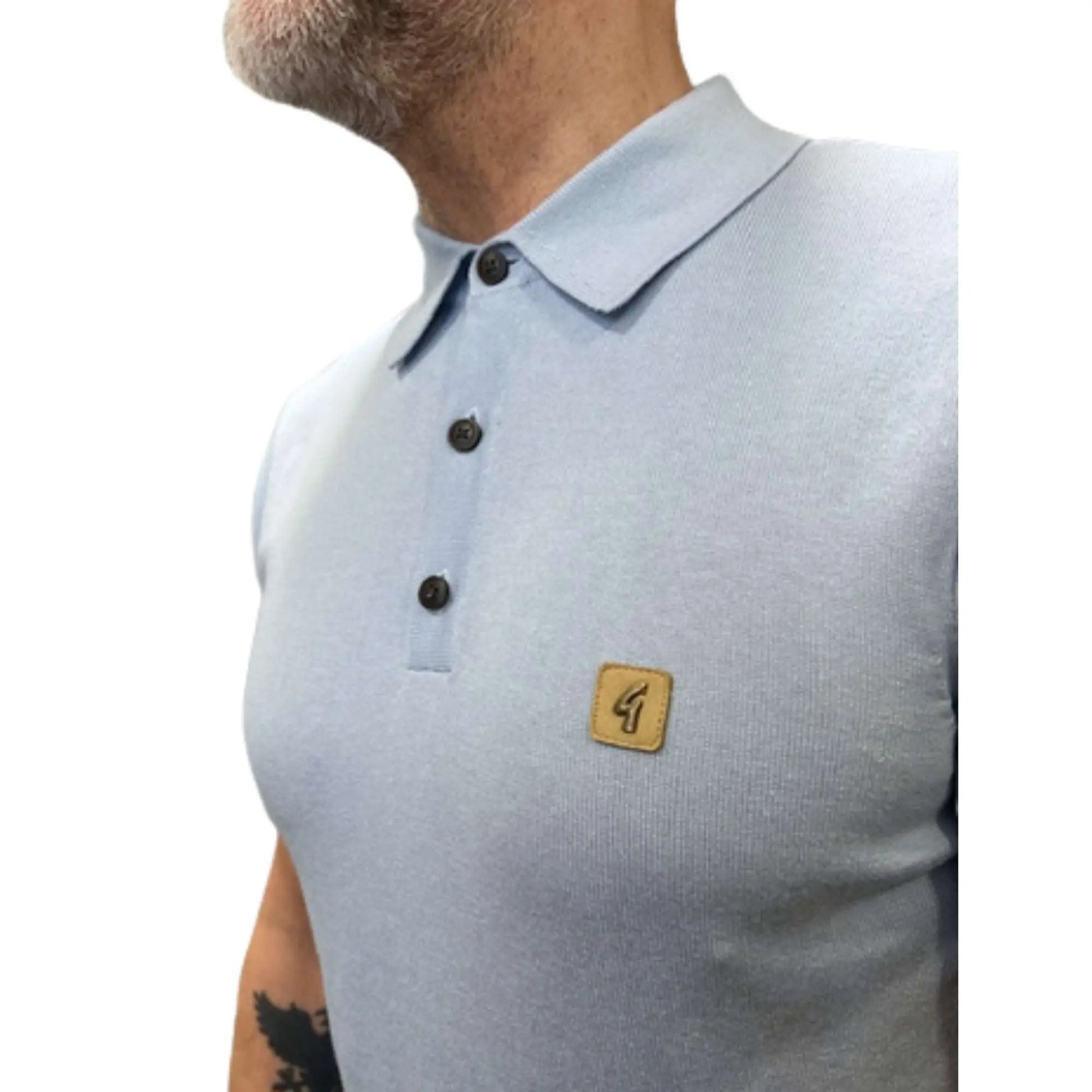 Buy Gabicci Vintage Jackson Knitted Polo - Surf | Short-Sleeved Polo Shirtss at Woven Durham