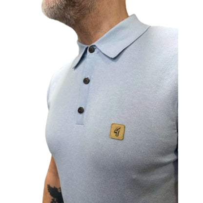 Buy Gabicci Vintage Jackson Knitted Polo - Surf | Short-Sleeved Polo Shirtss at Woven Durham