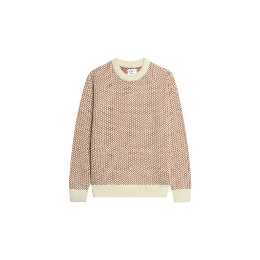 Buy Ben Sherman Jaquard Geo Print Ivory Crew Neck Jumper | Crew-Neck Jumperss at Woven Durham