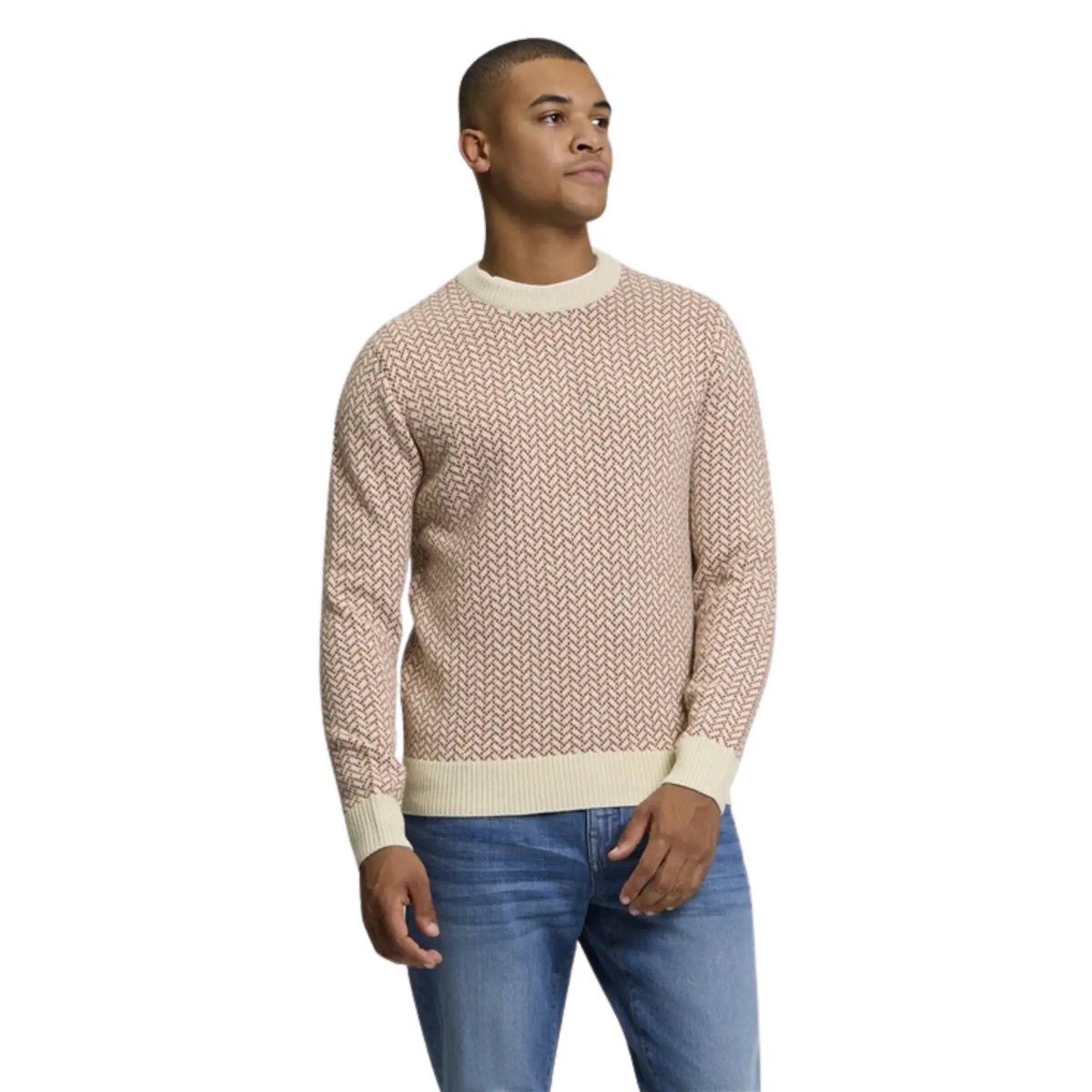 Buy Ben Sherman Jaquard Geo Print Ivory Crew Neck Jumper | Crew-Neck Jumperss at Woven Durham