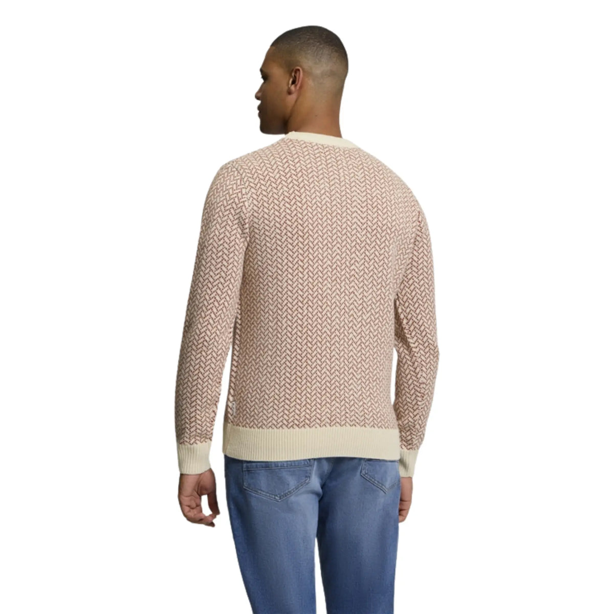 Buy Ben Sherman Jaquard Geo Print Ivory Crew Neck Jumper | Crew-Neck Jumperss at Woven Durham